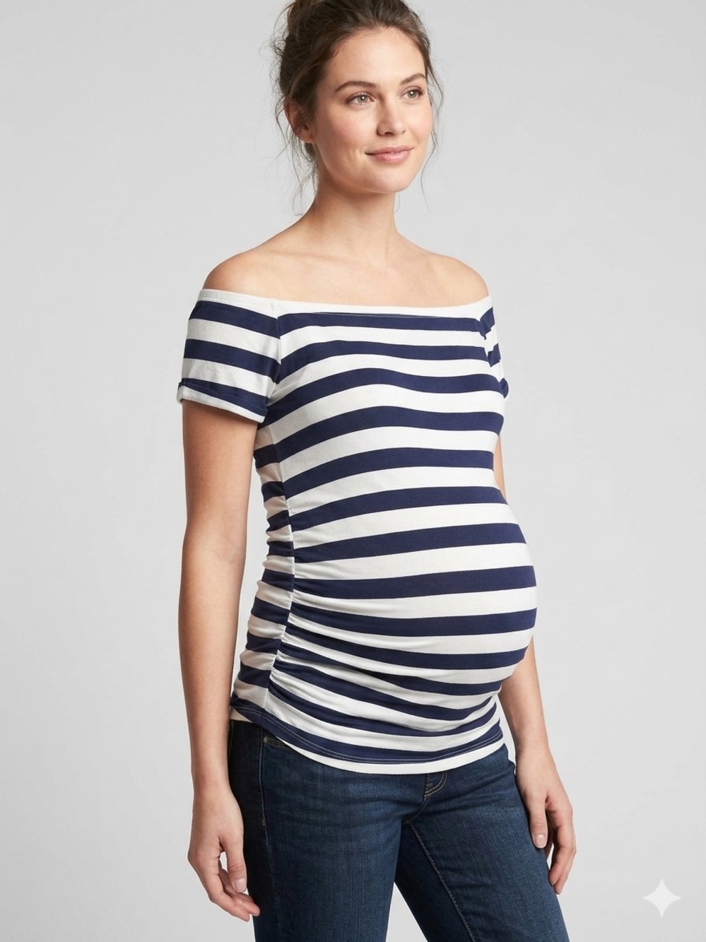 NWT Isabel Maternity by Ingrid & Isabel Striped Off-the-Shoulder Top - Size M